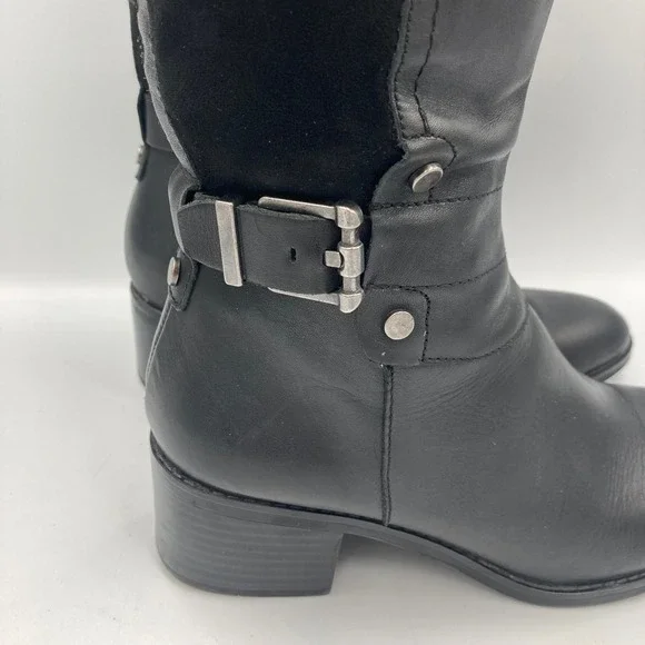 Franco Sarto Liora Black Leather Suede Knee High Riding Boots Women's Size 8M‎ - Picture 10 of 11